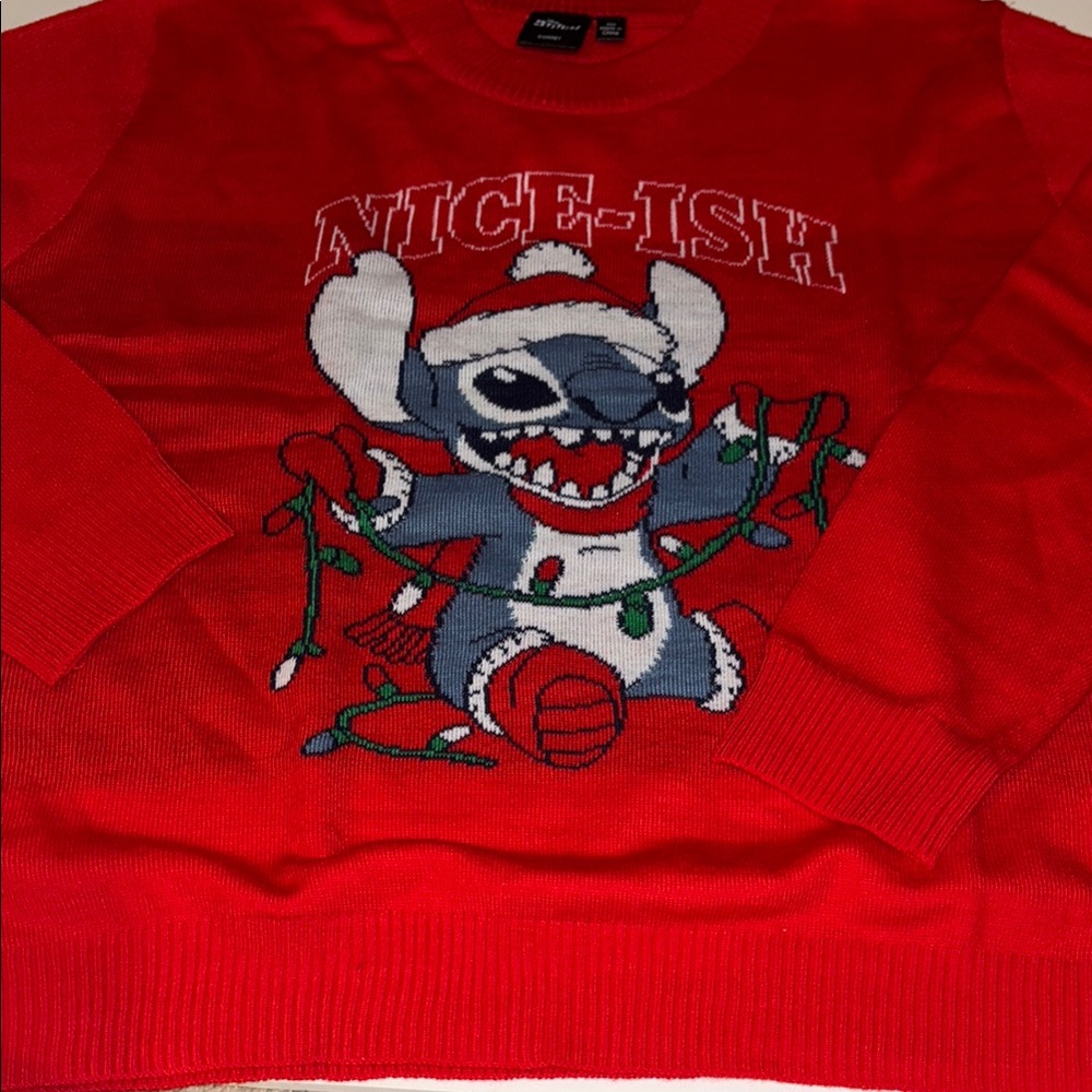 Disney Stitch Red Christmas Sweater S NEW - Picture 4 of 6